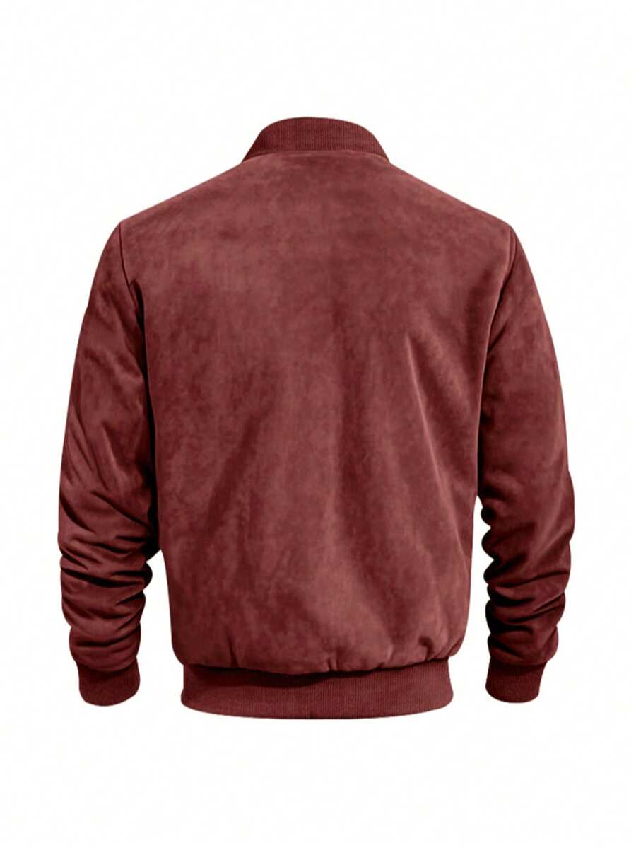 Men's zip-up faux suede bomber jacket — additional view