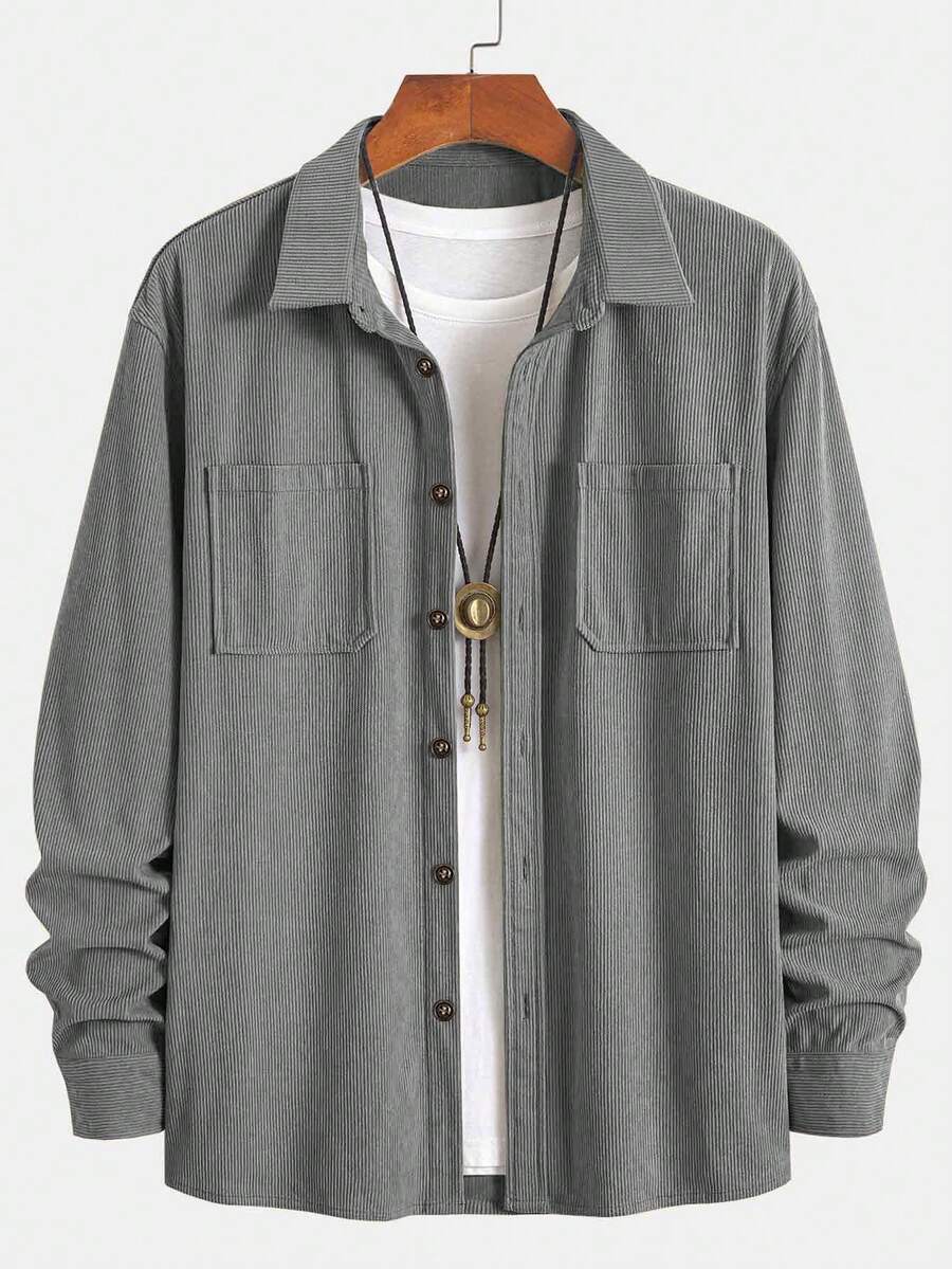 Men's corduroy button-up shacket — alternate view