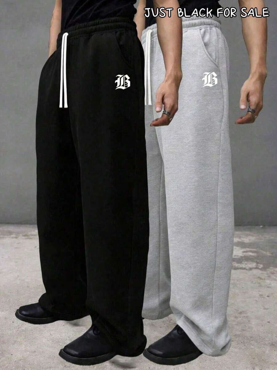 Men's drawstring waist casual joggers — detail view