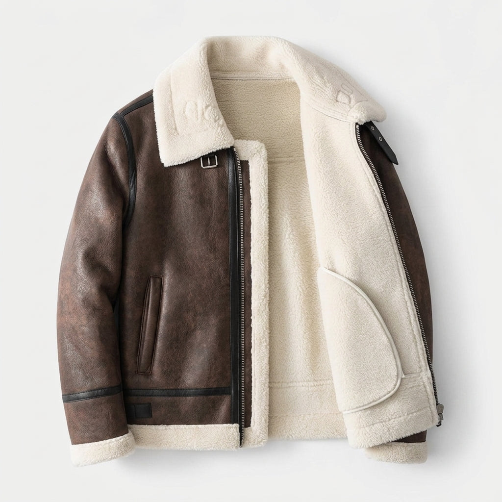 Men's leather bomber jacket — additional view
