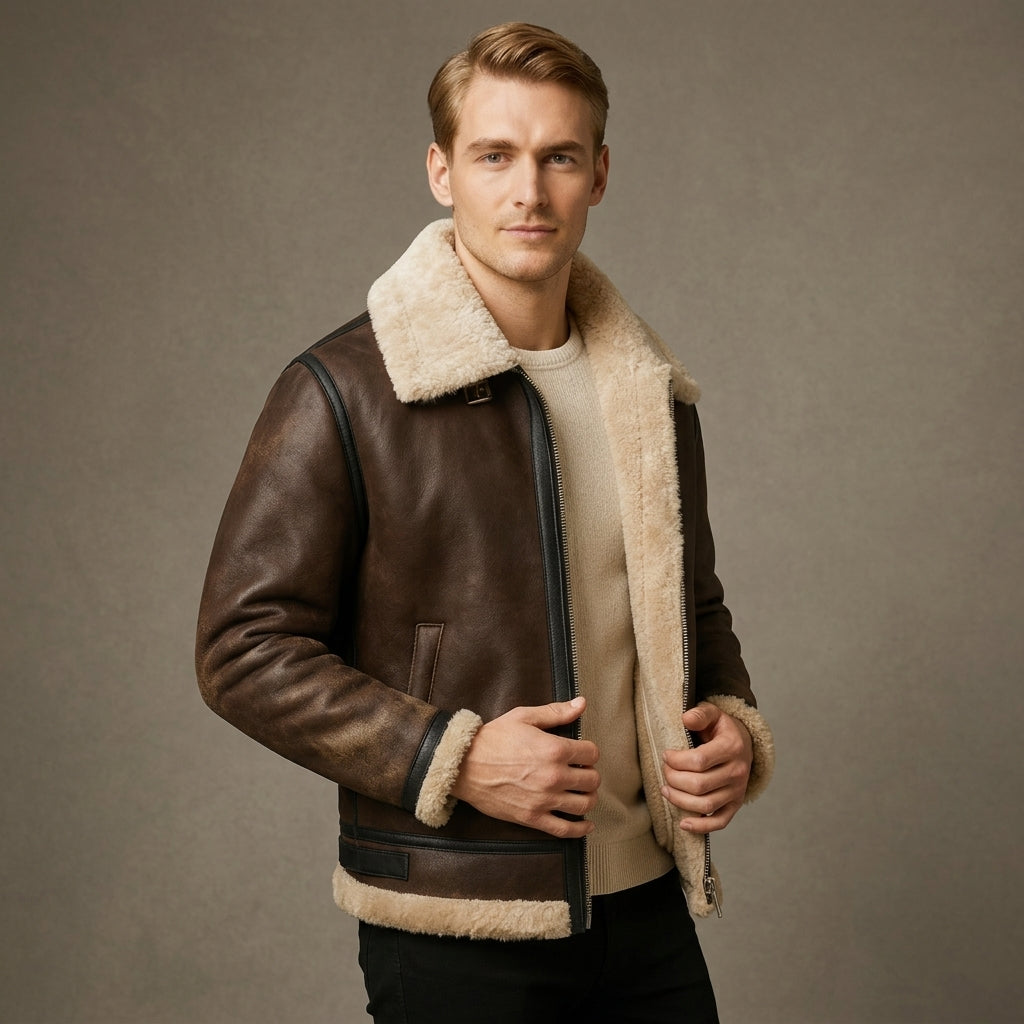 Men's leather bomber jacket — additional view