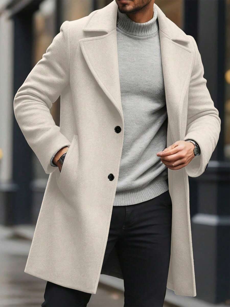 Men's button-up wool winter coat — additional view