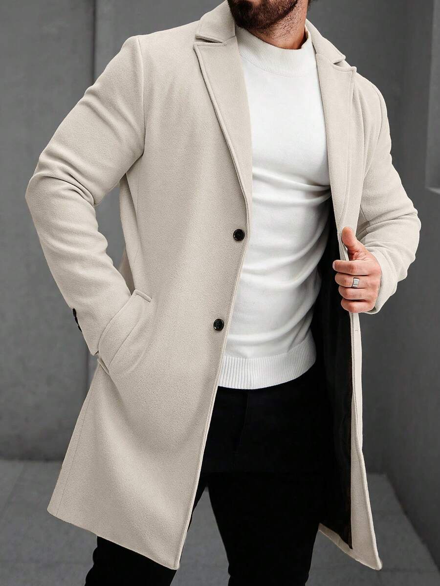 Men's button-up wool winter coat — additional view