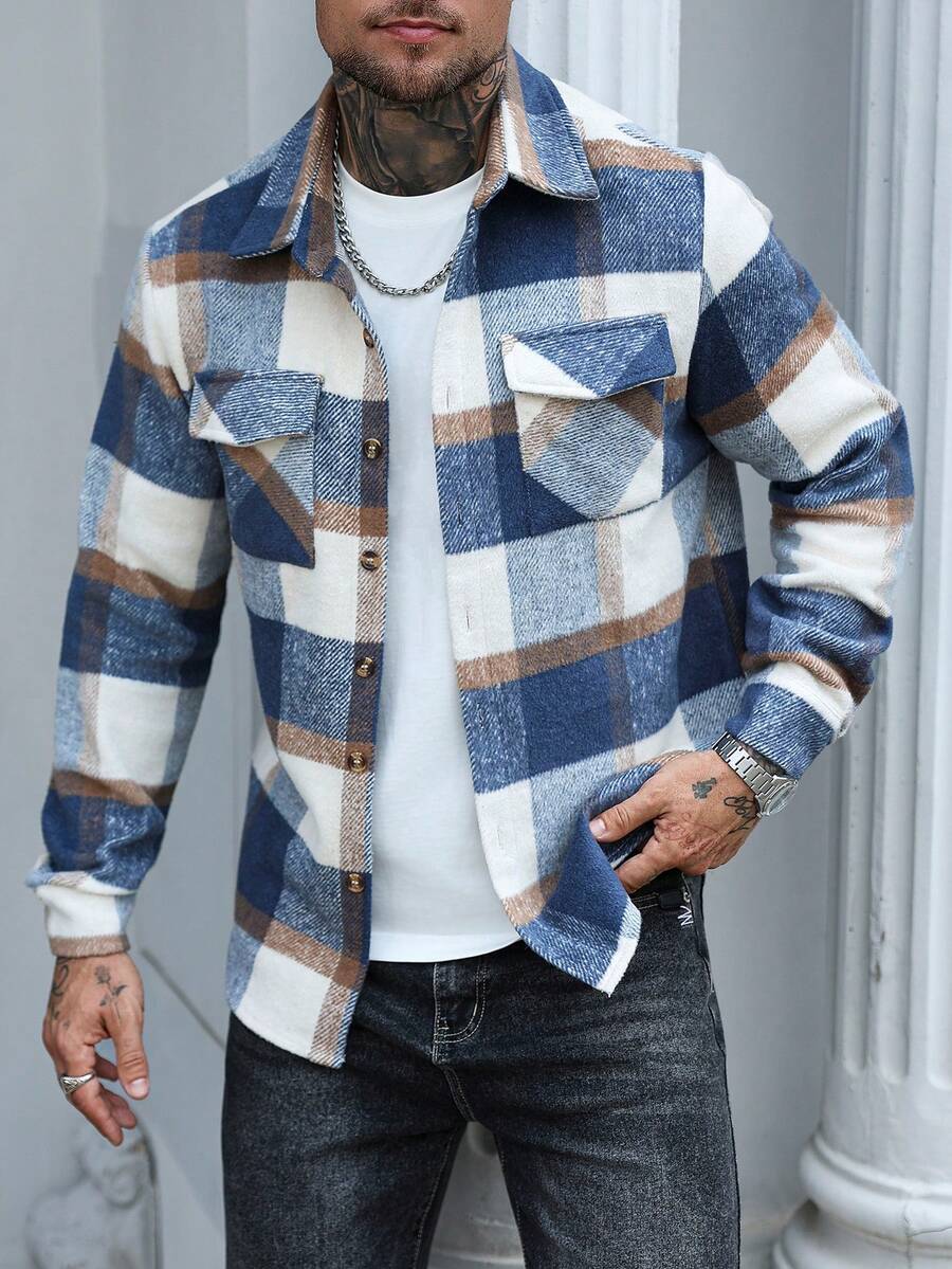 Men's single-breasted utility pocket jacket