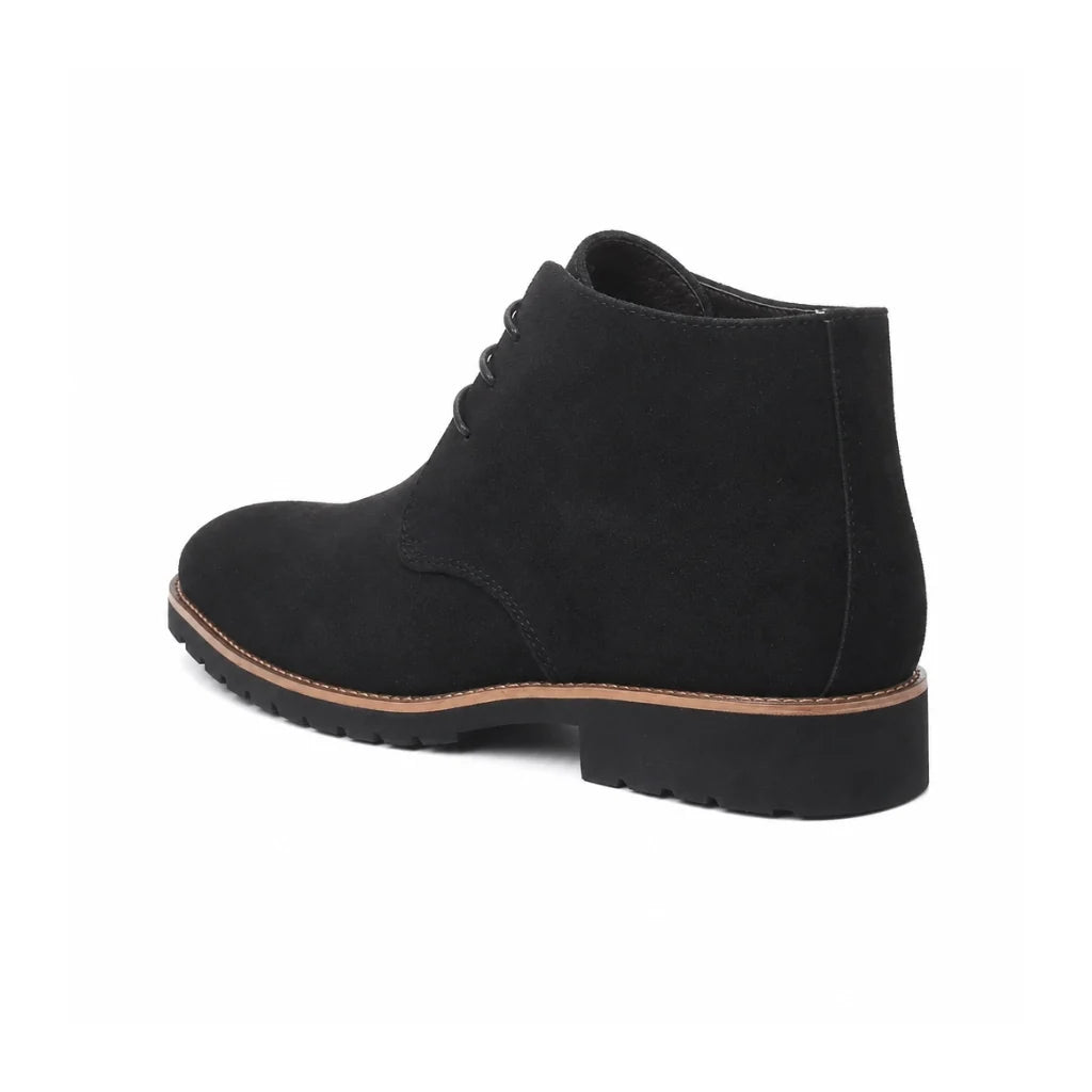 Men's suede lace-up lug sole boots — detail view