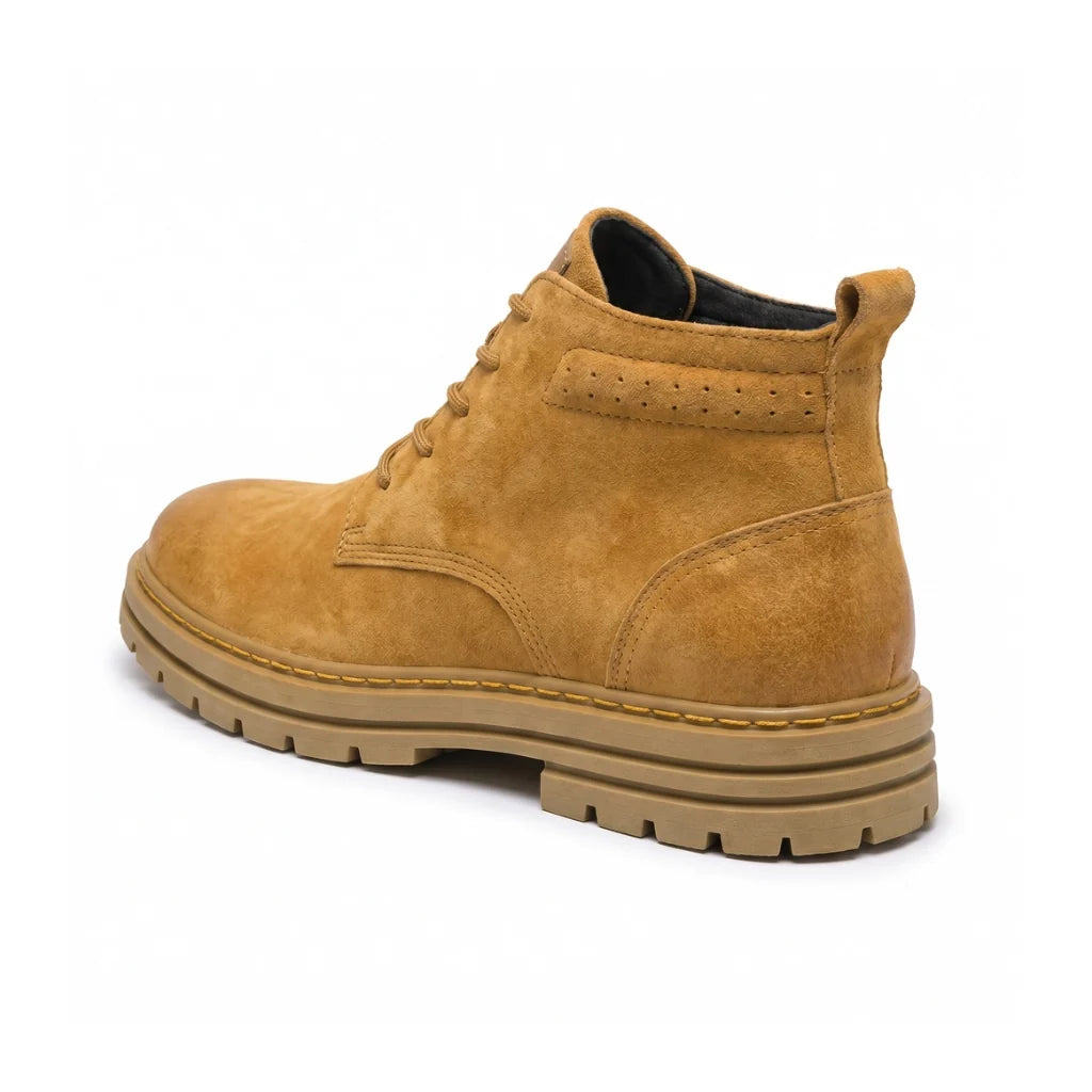 Men's textured leather work boots — detail view