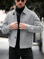 Men's single-breasted wool overcoat in black