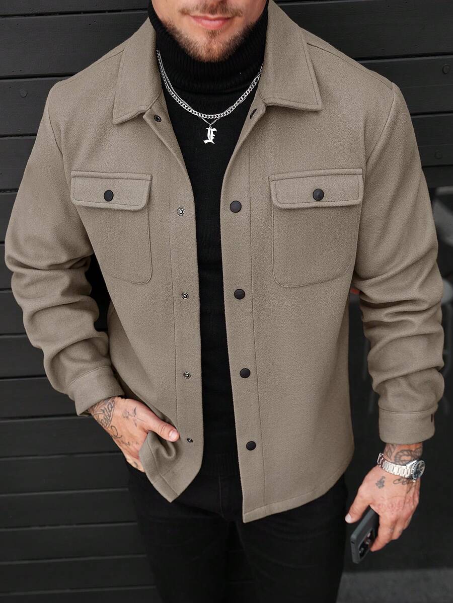 Men's single-breasted long sleeve shacket — additional view