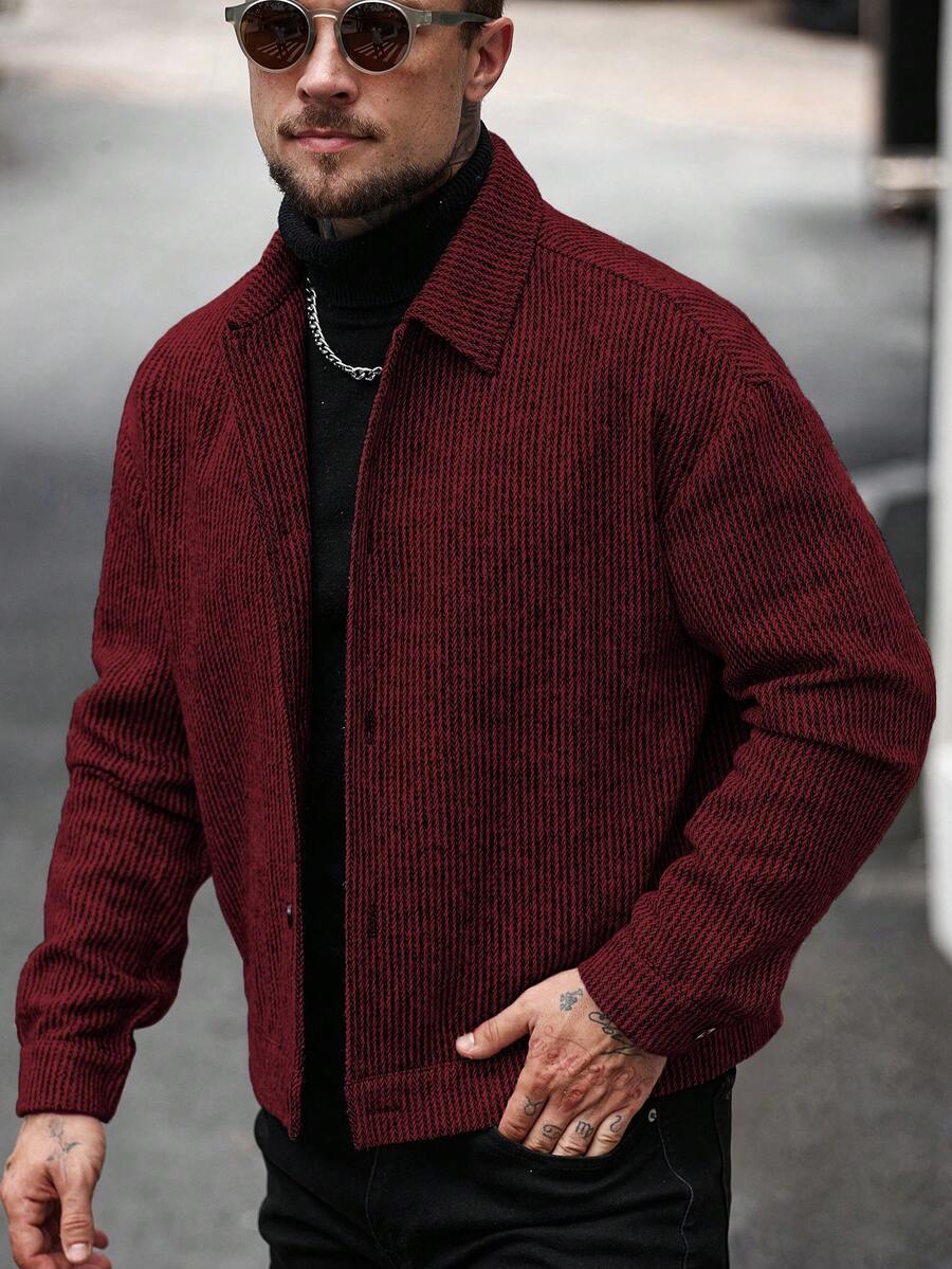 Men's textured knit button jacket — additional view