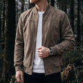 Men's classic zip bomber jacket in brown