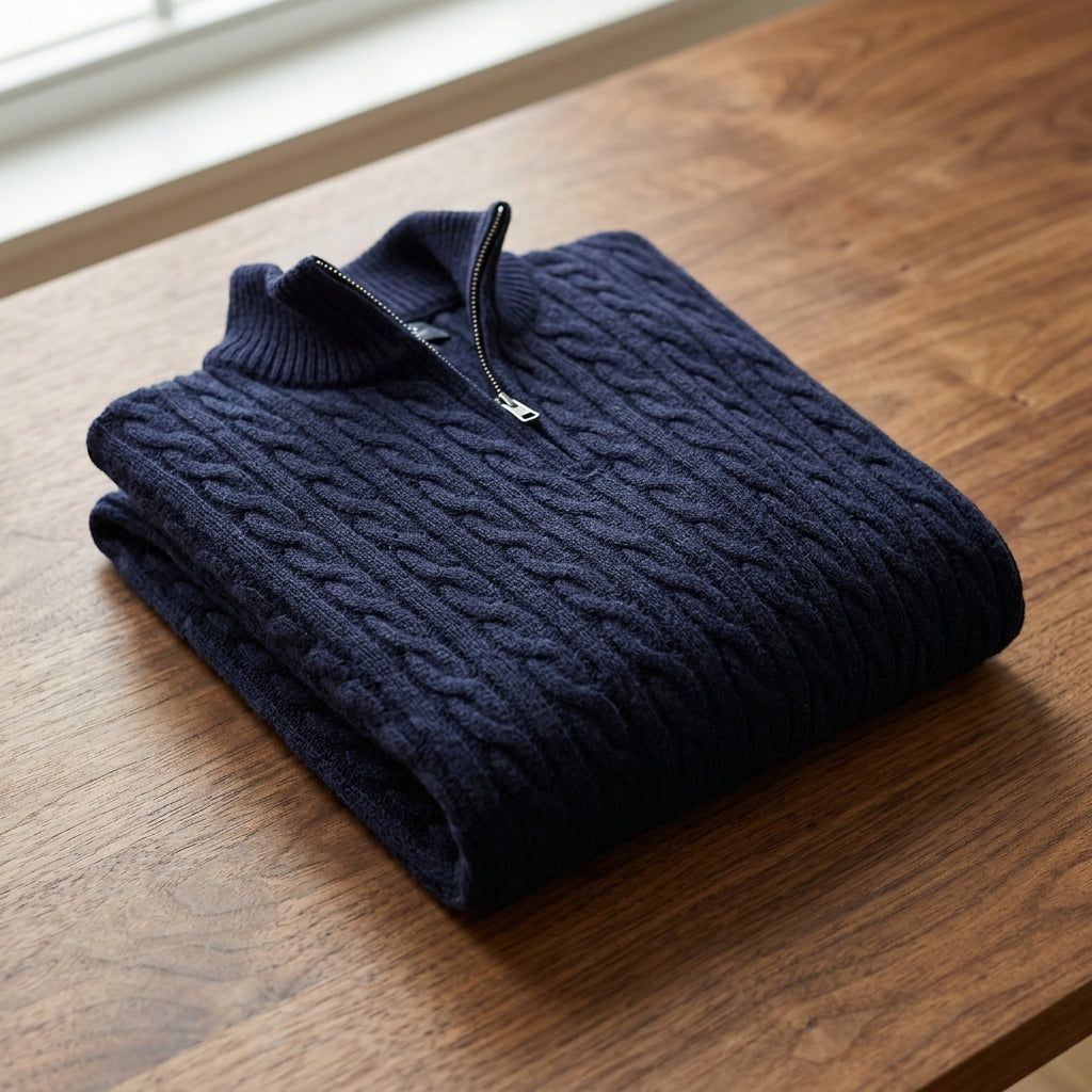 Men's quarter-zip knit sweater — additional view
