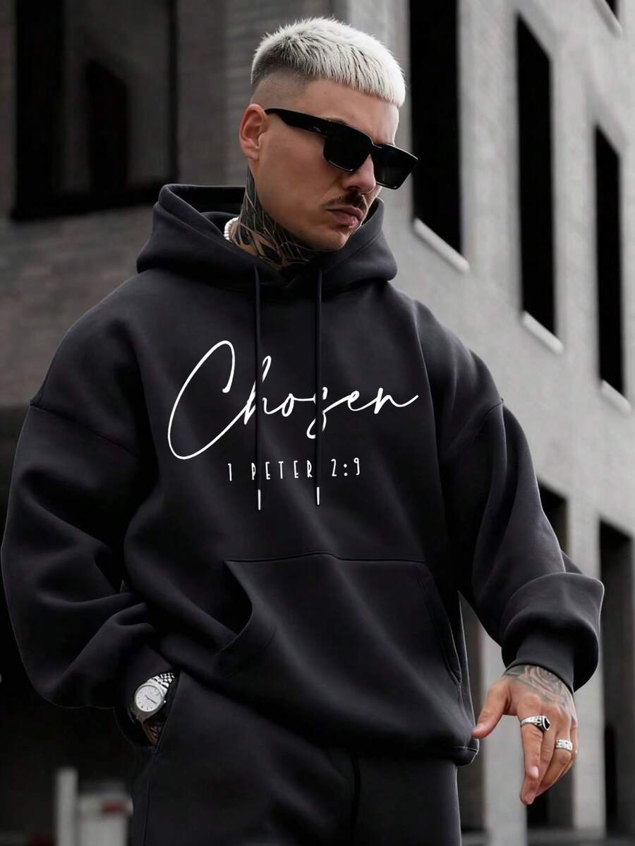 Men's drawstring long sleeve hoodie — additional view