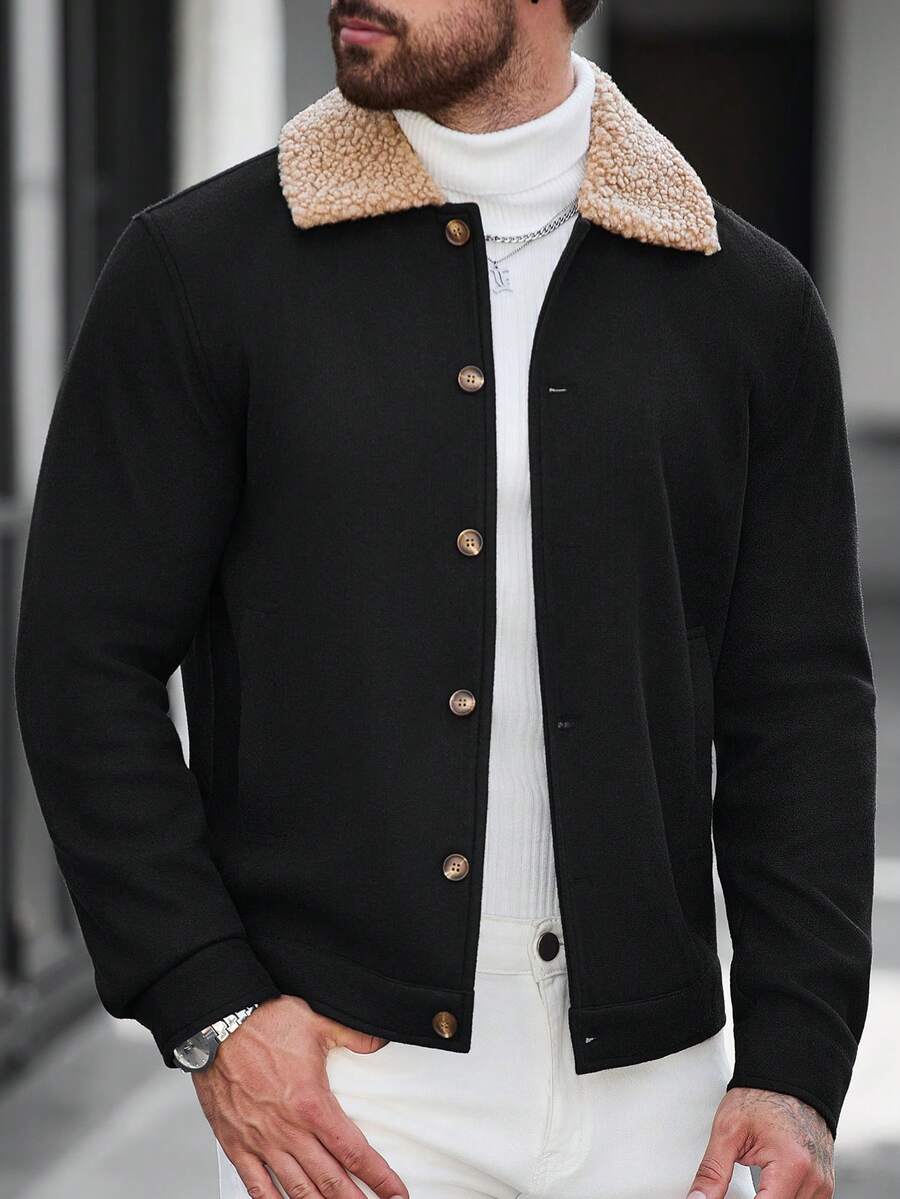 Men's teddy fleece cropped coat — additional view