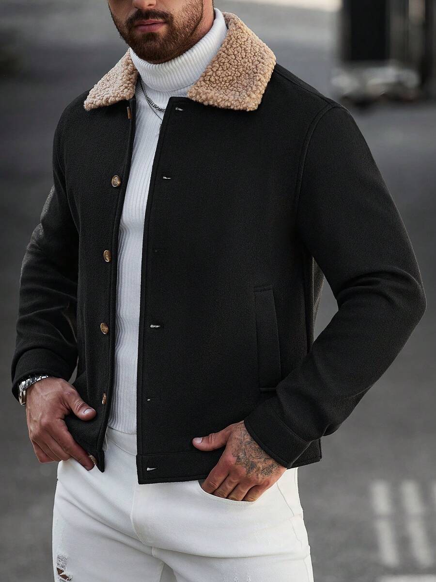 Men's teddy fleece cropped coat — additional view