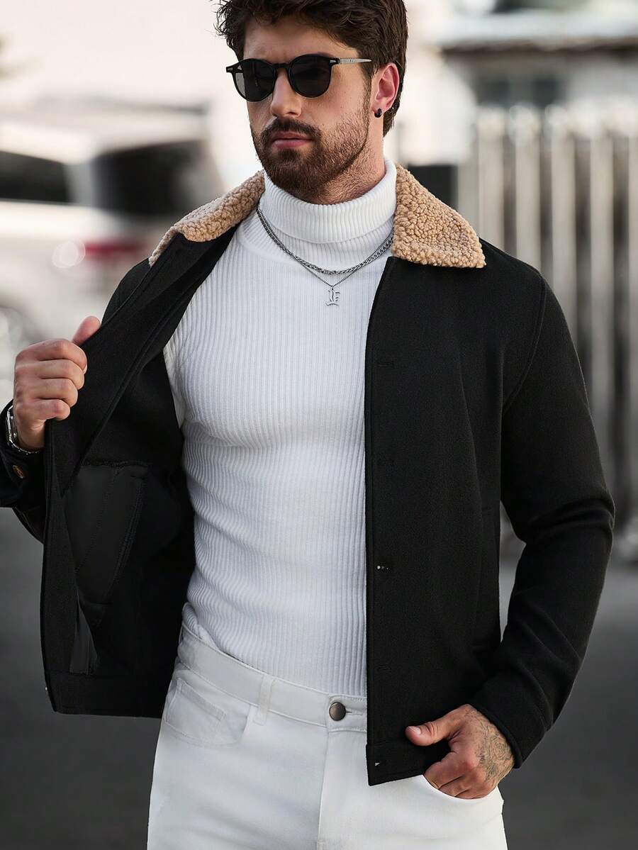 Men's teddy fleece cropped coat — additional view