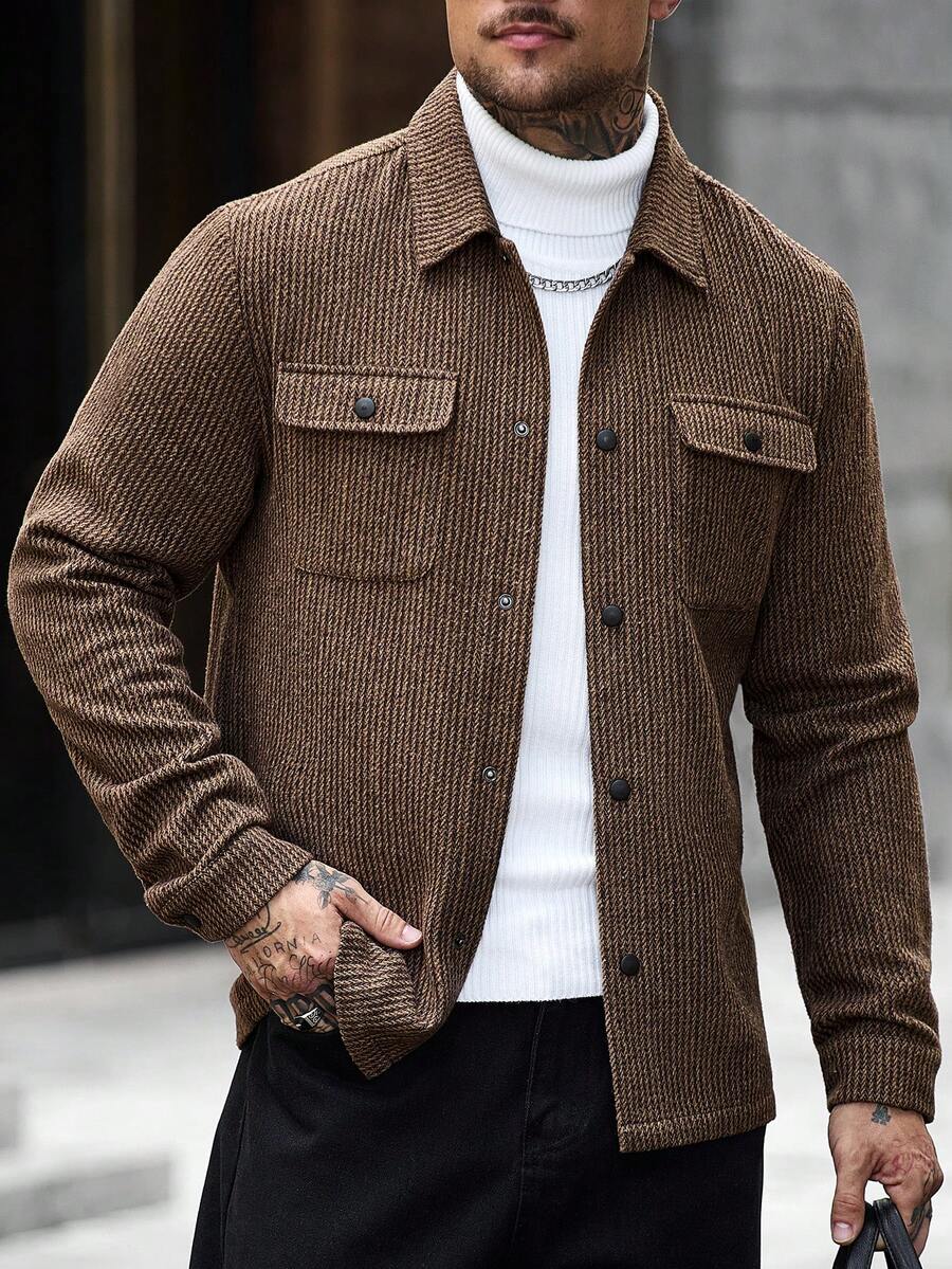 Men's single-breasted long sleeve shacket — additional view