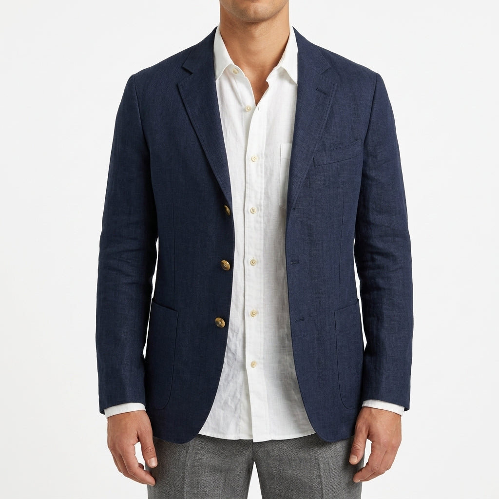 Men's unstructured summer blazer in navy — additional view