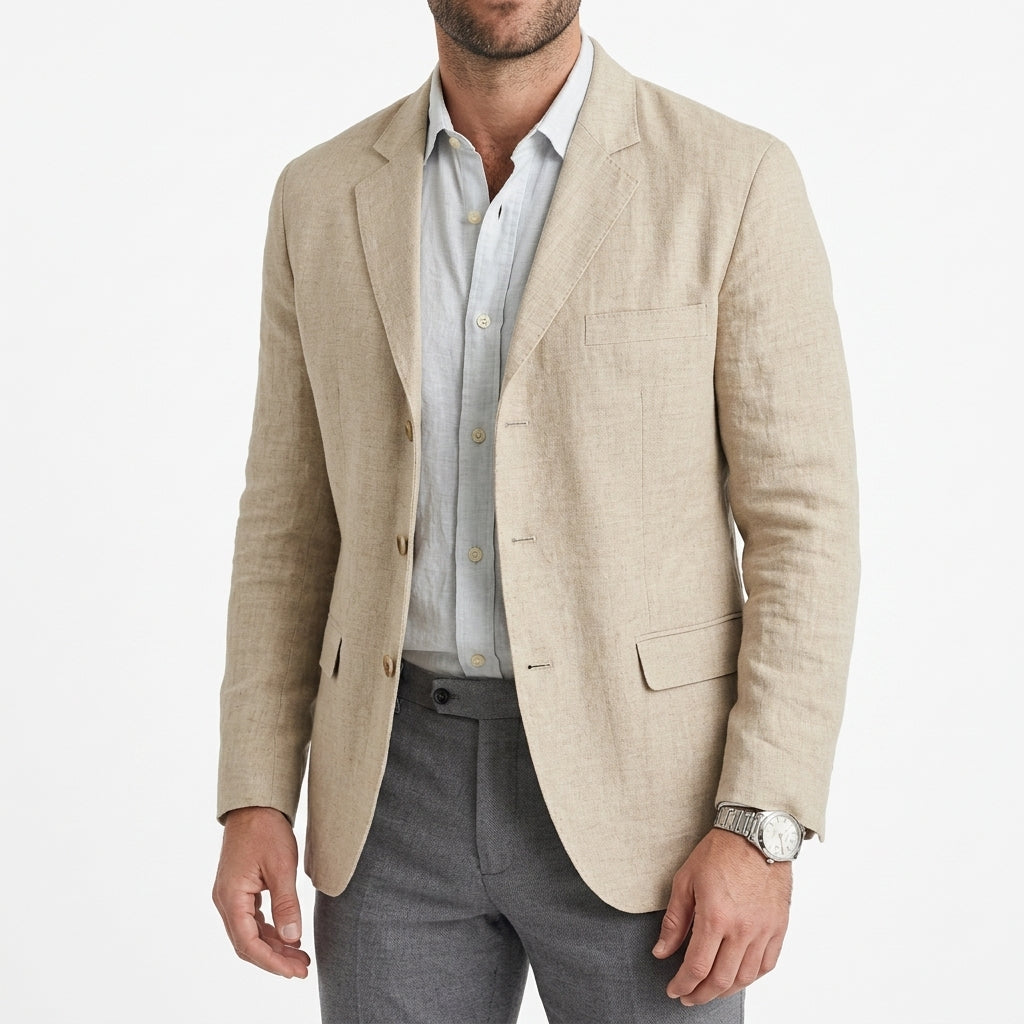 Men's unstructured summer blazer in cream