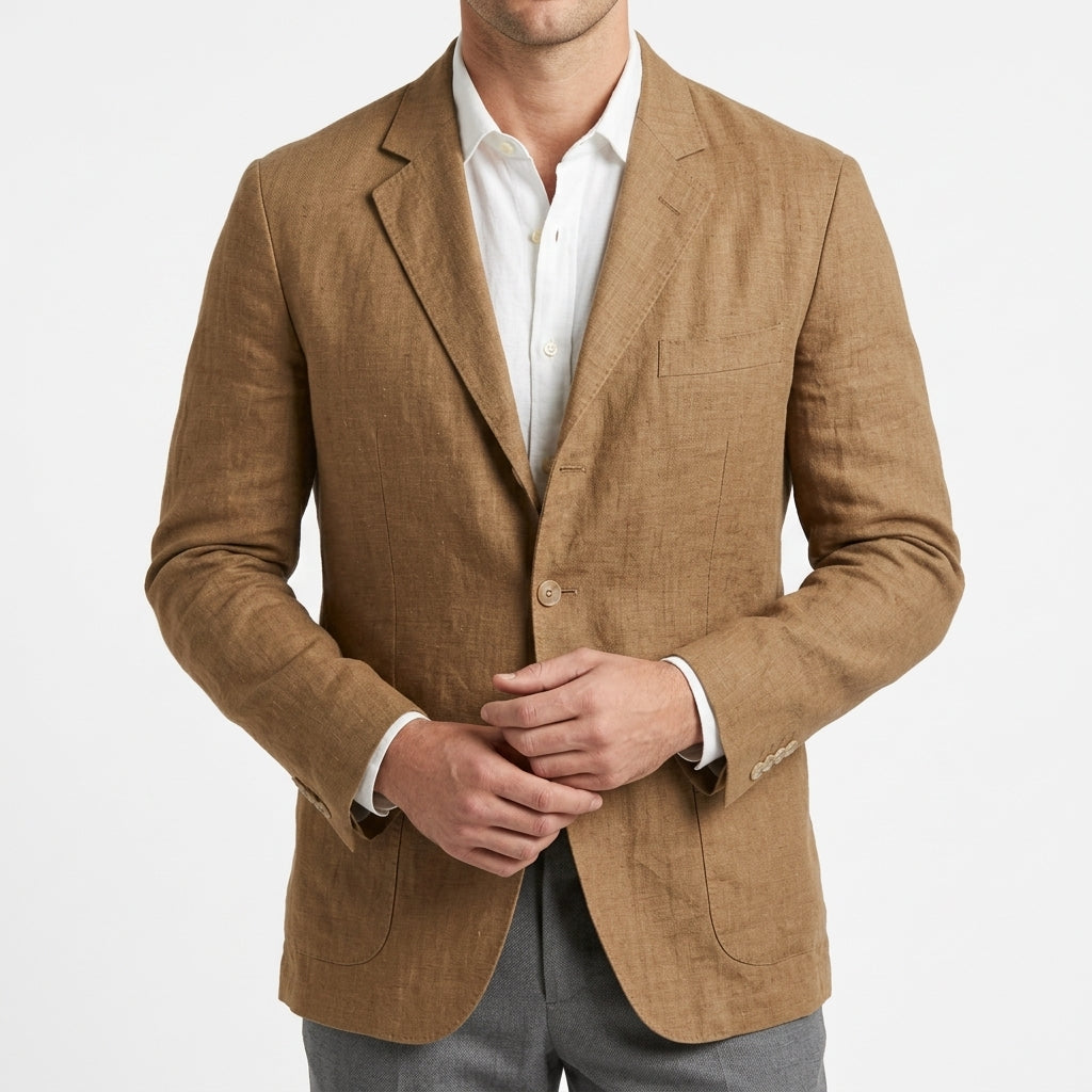Men's unstructured summer blazer in brown — alternate view
