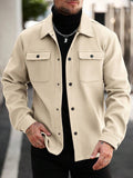 Men's single-breasted long sleeve shacket in apricot — additional view