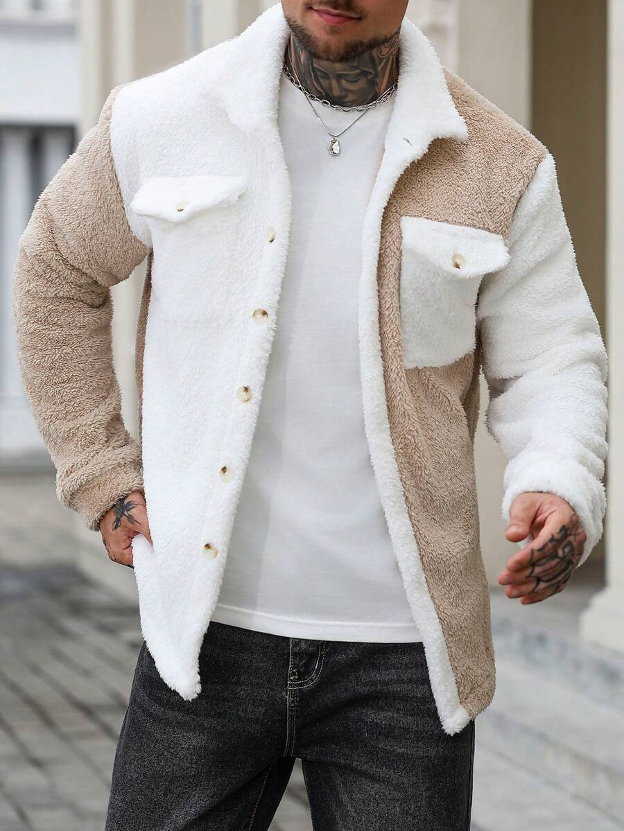 Men's button-front teddy fleece jacket — additional view