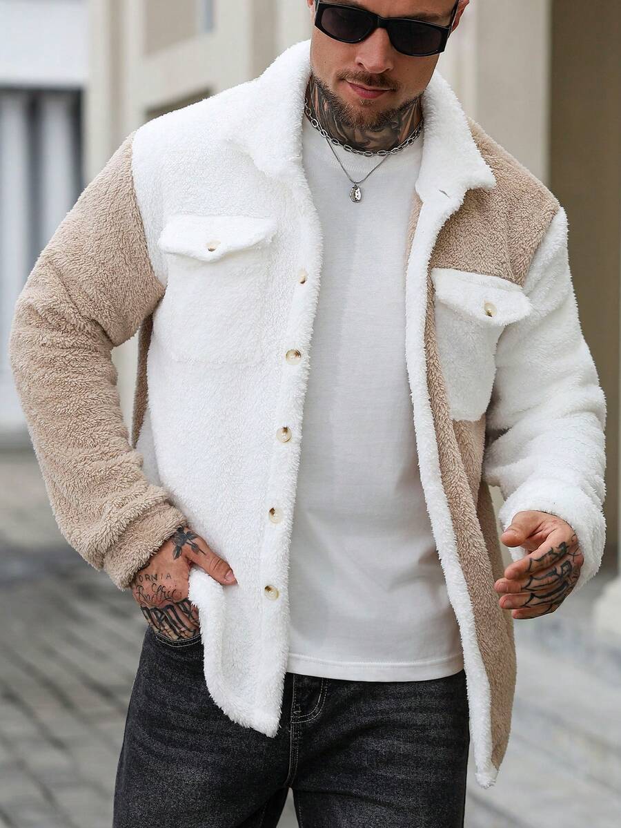 Men's button-front teddy fleece jacket — additional view