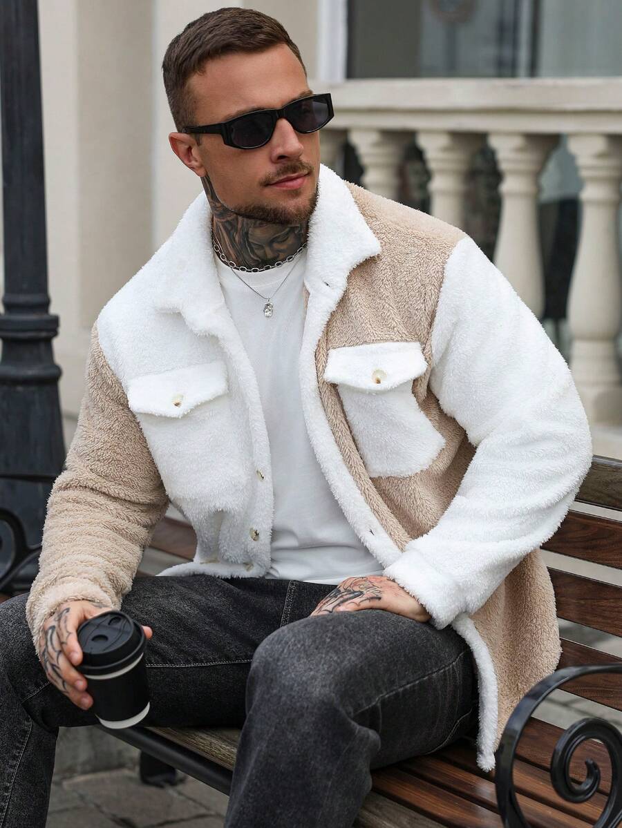 Men's button-front teddy fleece jacket — additional view