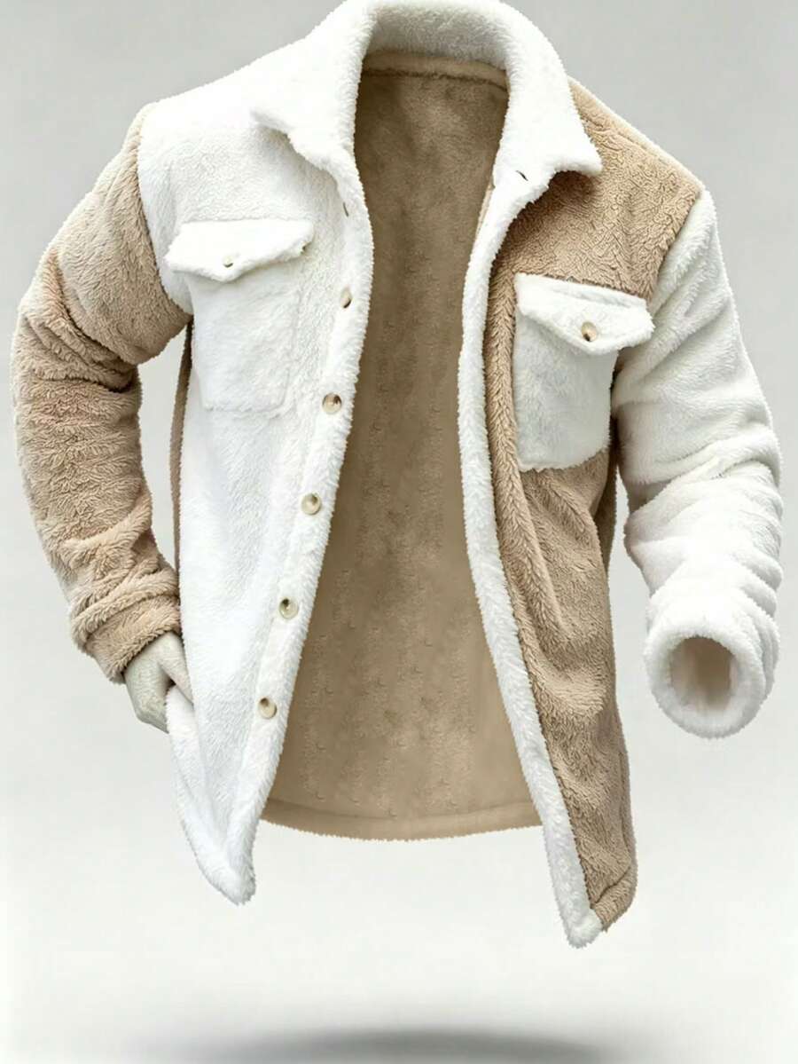 Men's button-front teddy fleece jacket — additional view
