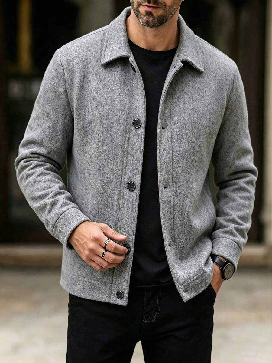 Men's teddy fleece cropped coat — additional view