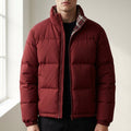 Men's nylon quilted jacket in burgundy