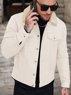 Men's teddy fleece cropped coat in apricot — additional view