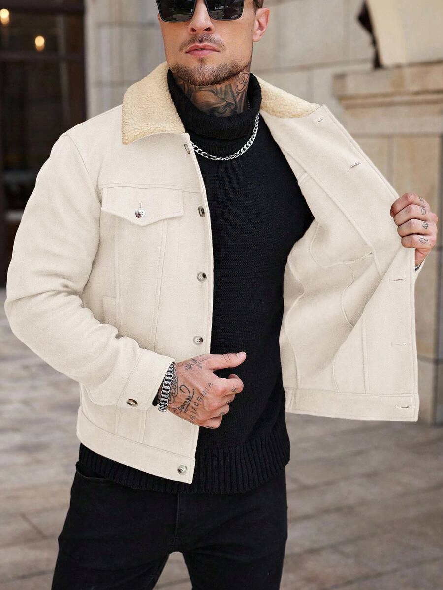Men's teddy fleece cropped coat — additional view
