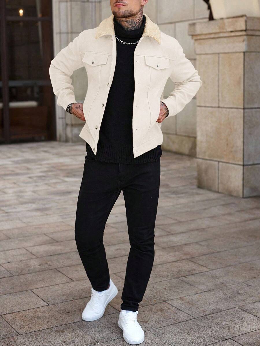 Men's teddy fleece cropped coat — additional view