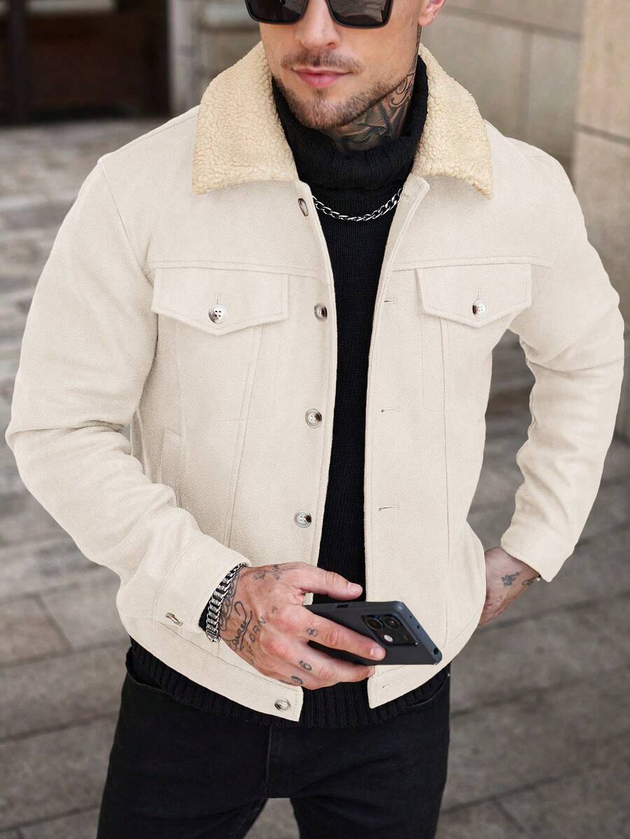 Men's teddy fleece cropped coat — additional view