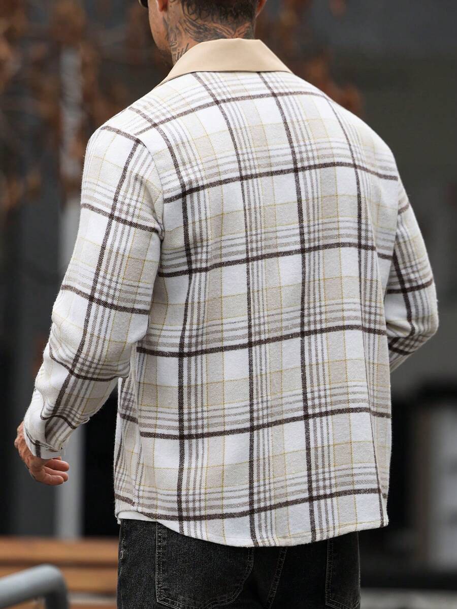 Men's checked long sleeve shacket — additional view
