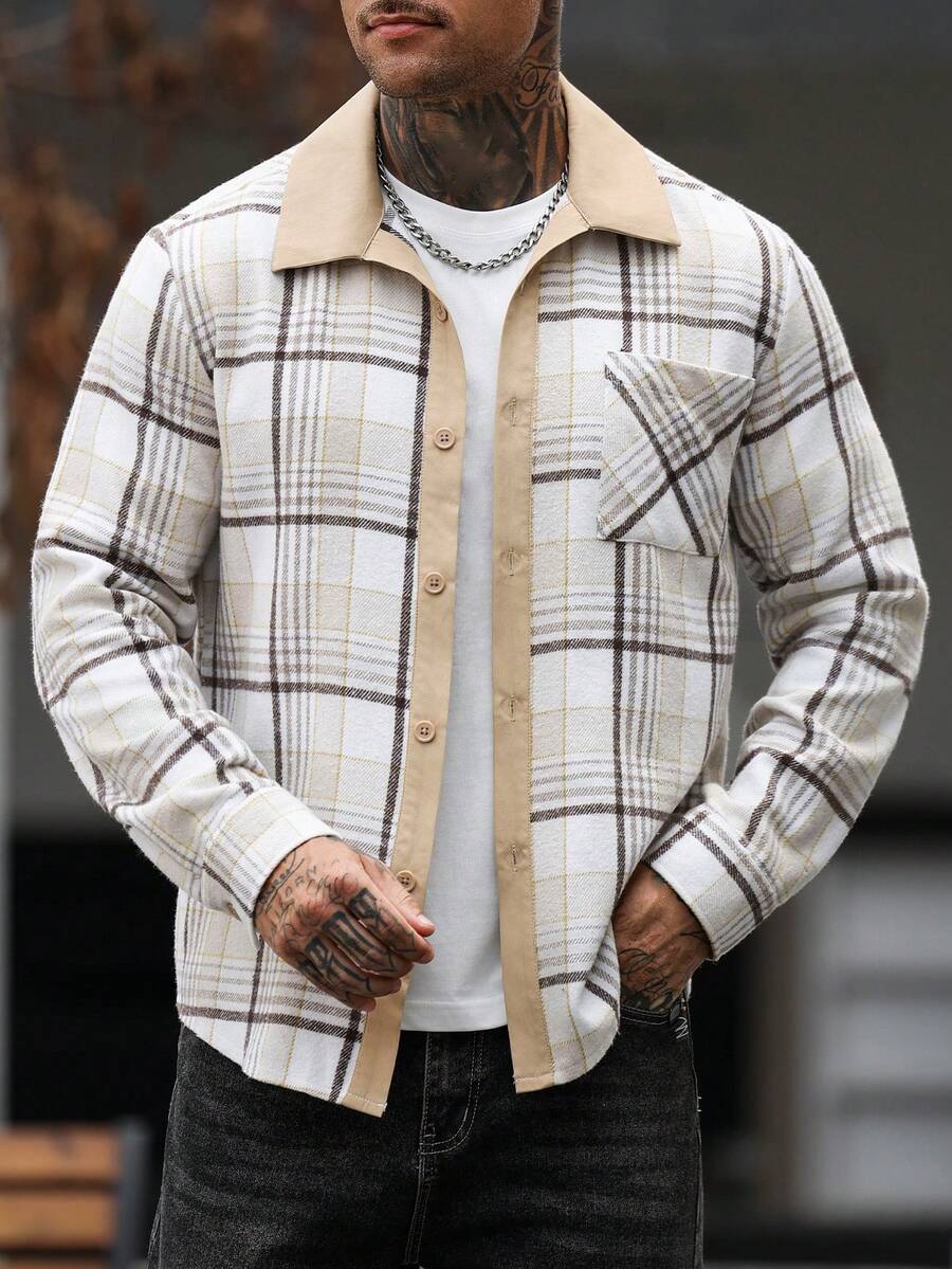 Men's checked long sleeve shacket — additional view