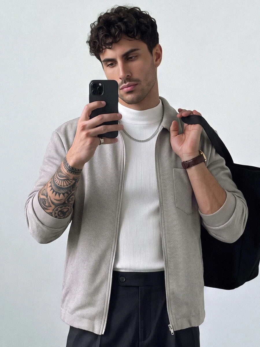 Men's textured knit button jacket — additional view