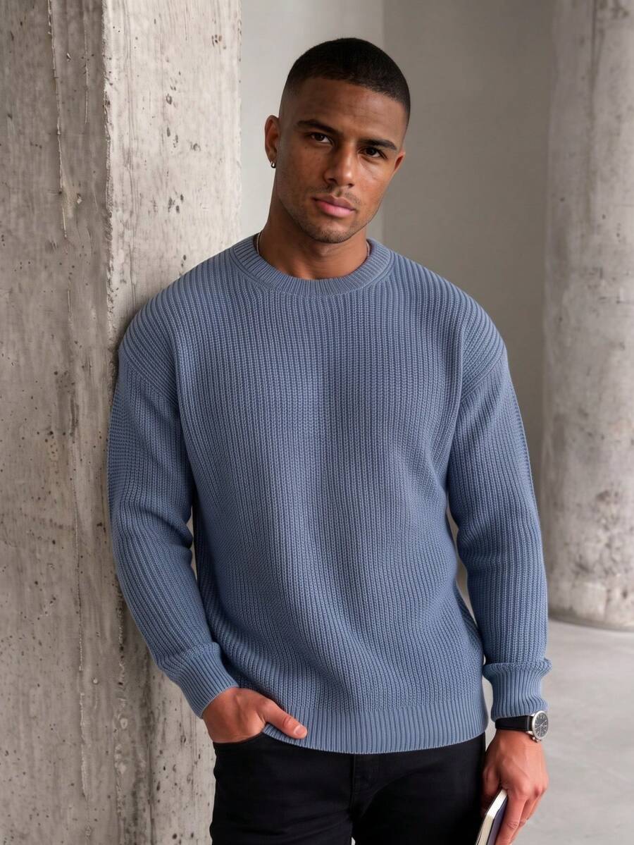 Men's crew neck long sleeve pullover — additional view