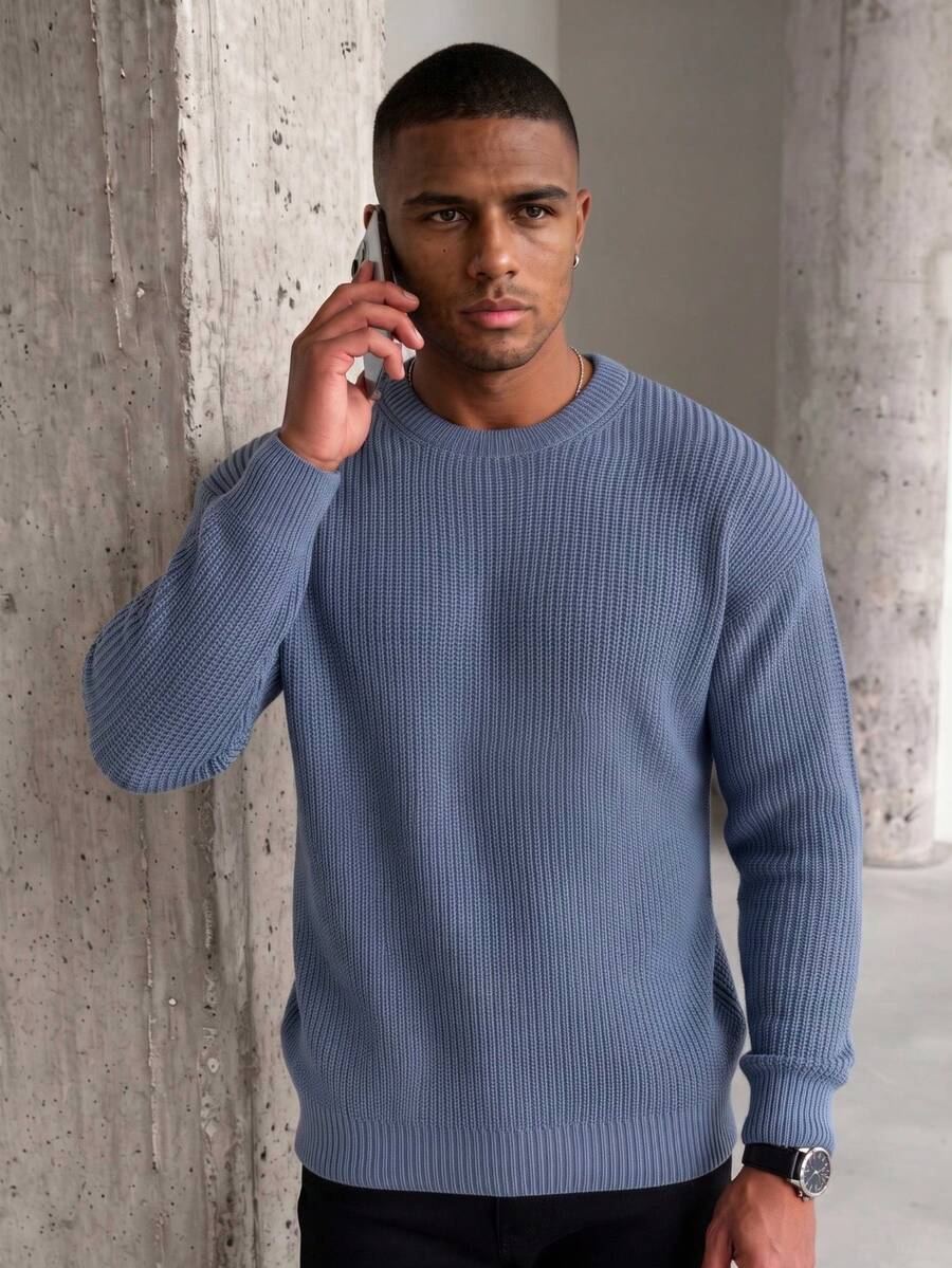 Men's crew neck long sleeve pullover — additional view