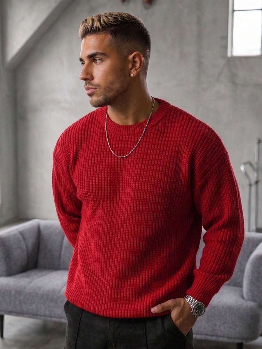 Men's crew neck long sleeve pullover — additional view
