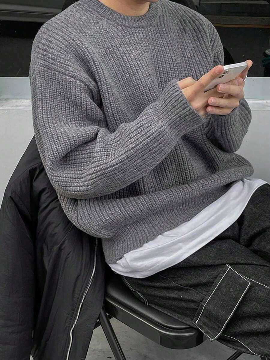 Men's crew neck long sleeve pullover — alternate view