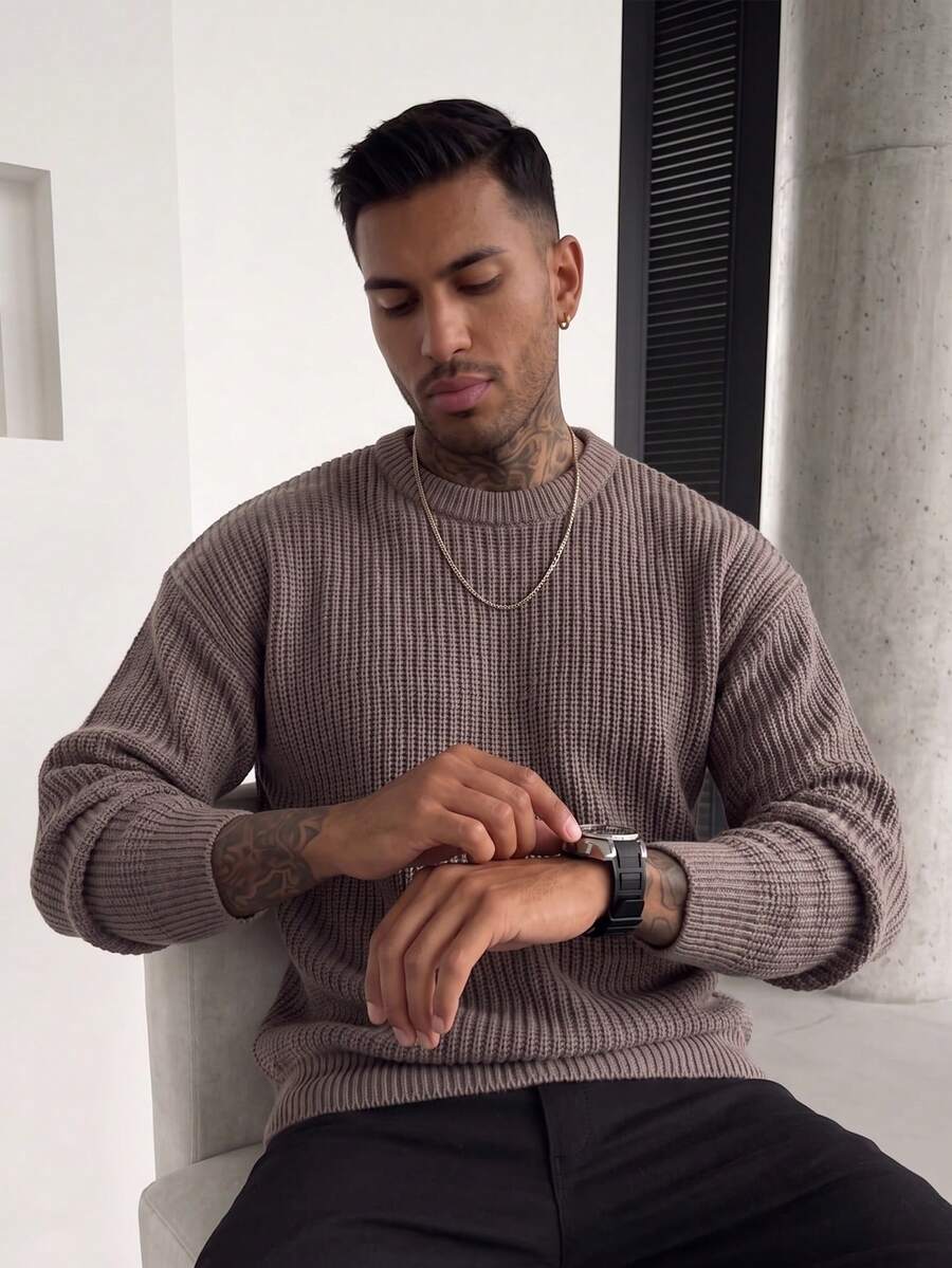 Men's crew neck long sleeve pullover — additional view