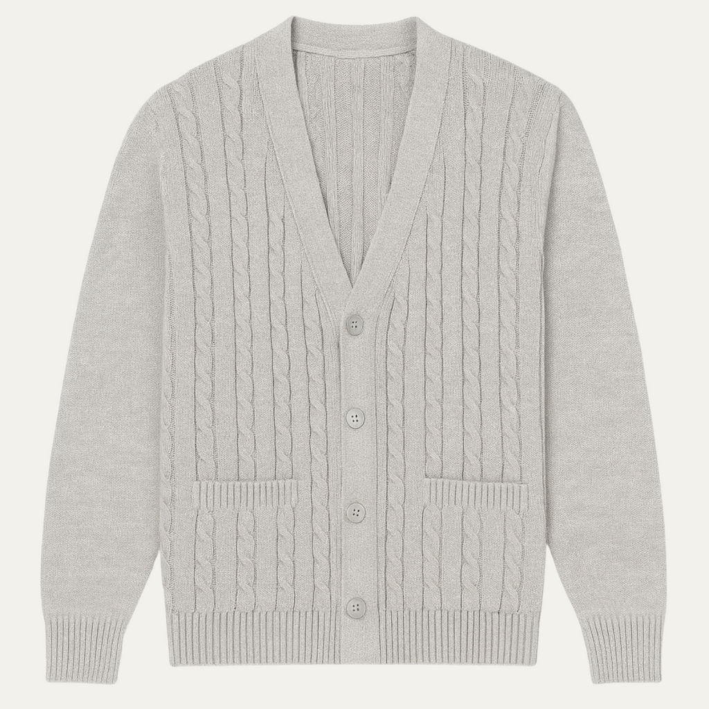 Men's cable knit v-neck cardigan — additional view