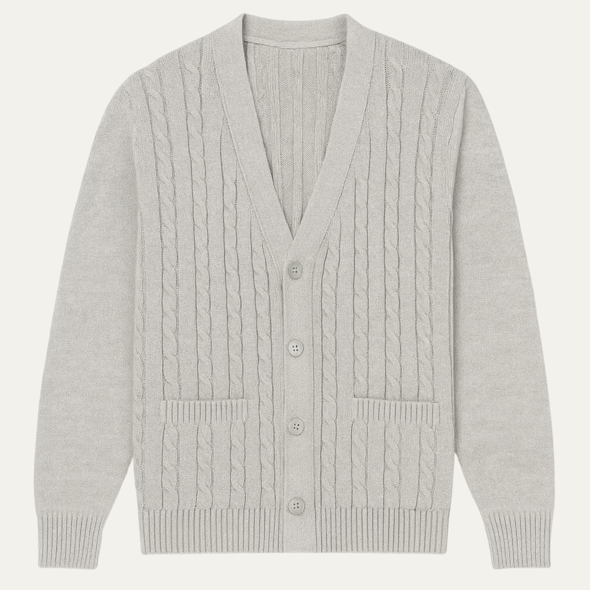 Men's cable knit v-neck cardigan — additional view