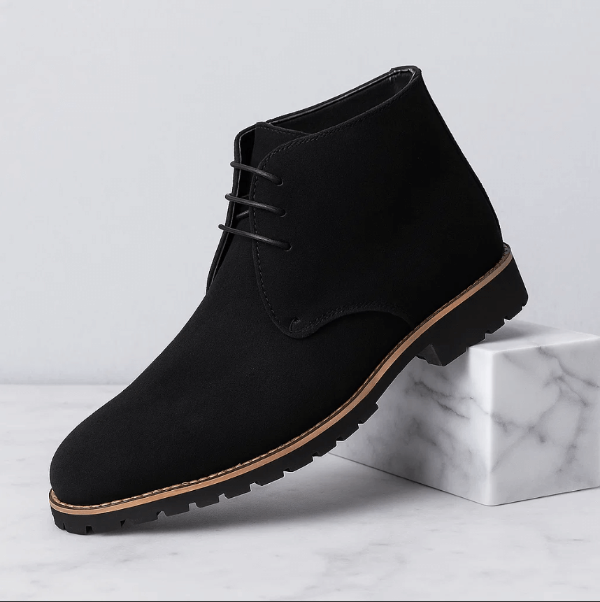 Men's lace-up suede boots in midnight black — additional view