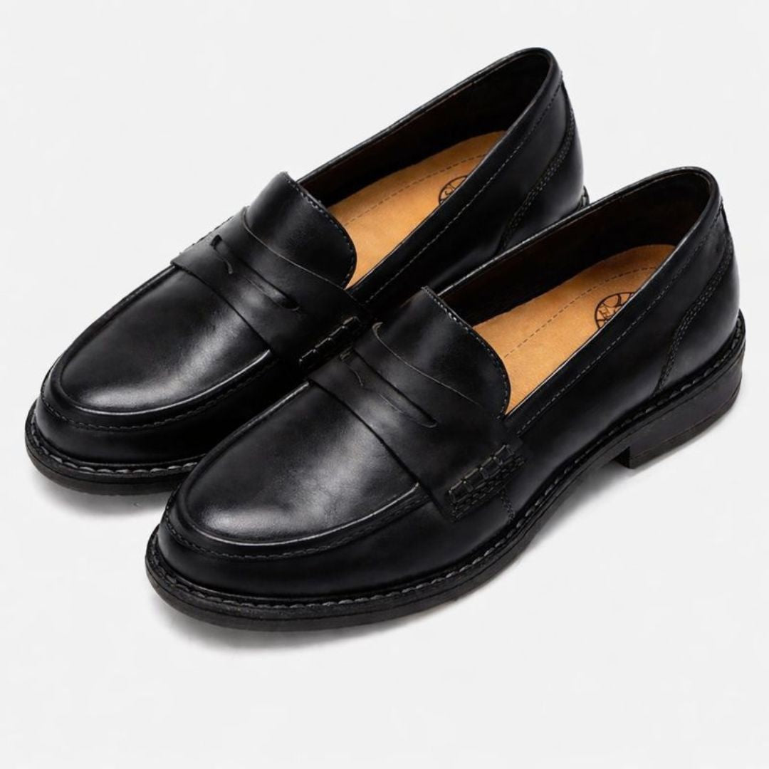 Men's cushioned leather driving loafers in black — additional view