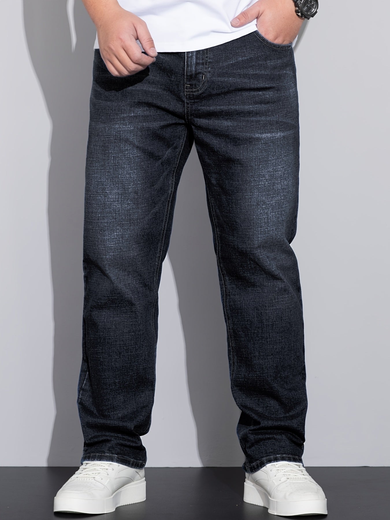 Men's straight-leg stretch denim jeans — additional view