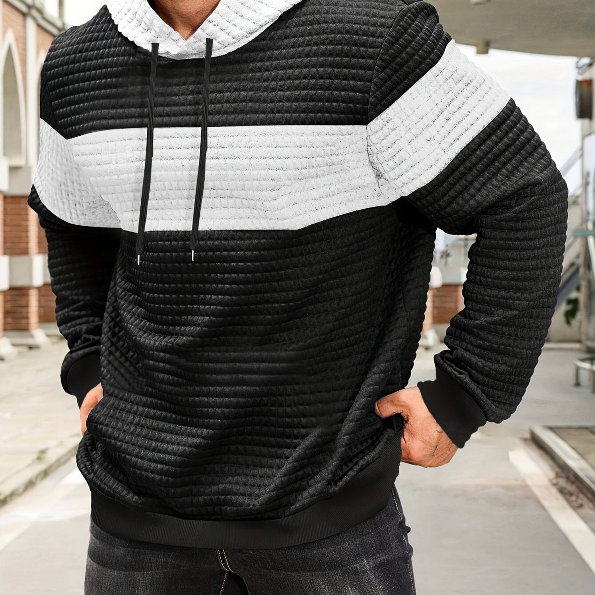 Knox | Color Block Textured Hoodie