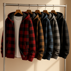 Men's plaid fleece-lined hooded jacket — additional view