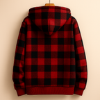 Men's plaid fleece-lined hooded jacket — alternate view